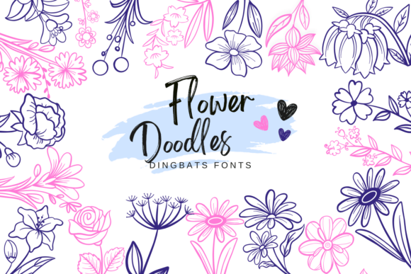 Flower Doodles Font: Sketch-Style Floral Dingbats